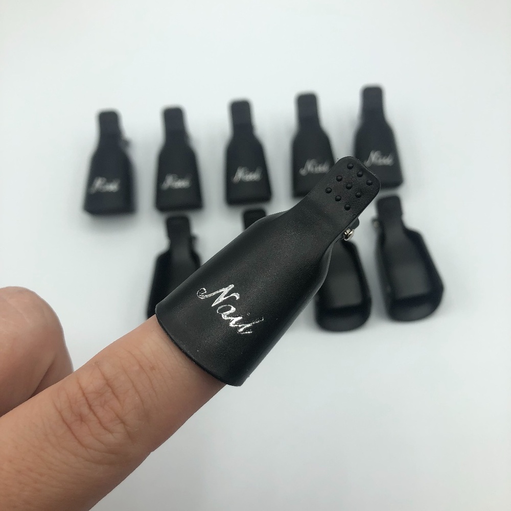 Black - 10 Piece - Gel Nail Soak Off Caps